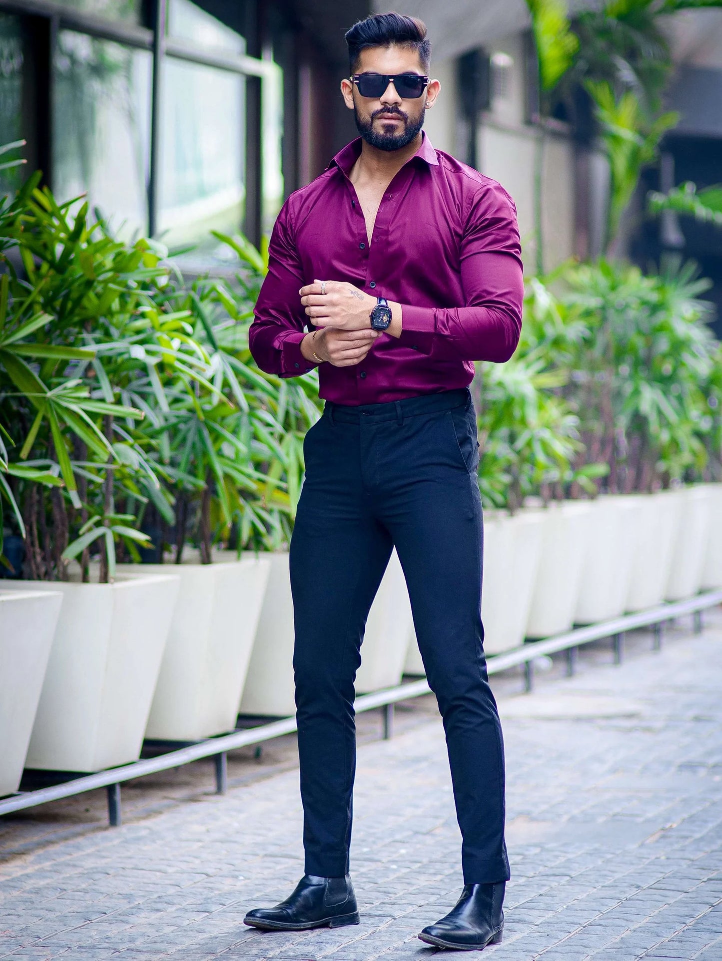 IMPORTED MAROON LYCRA SHIRT