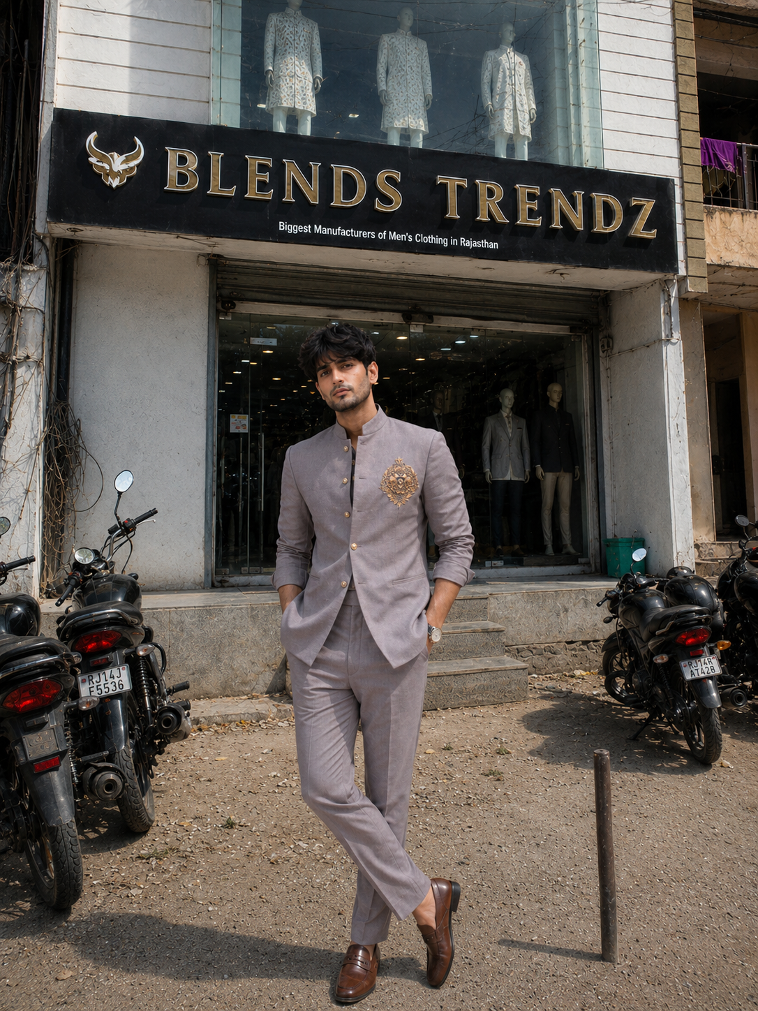 Linen handwork jacket Shirt And pant set