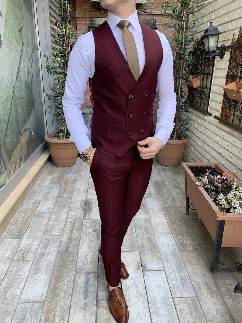 MEN'S MAROON BLAZER SUIT