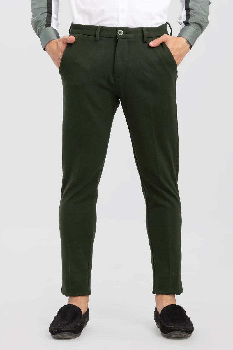 DARK GREEN 4 WAY LYCRA WAIST ADJUSTABLE TROUSER