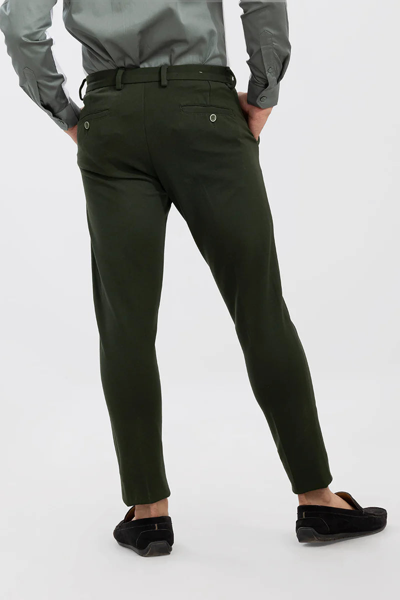 DARK GREEN 4 WAY LYCRA WAIST ADJUSTABLE TROUSER
