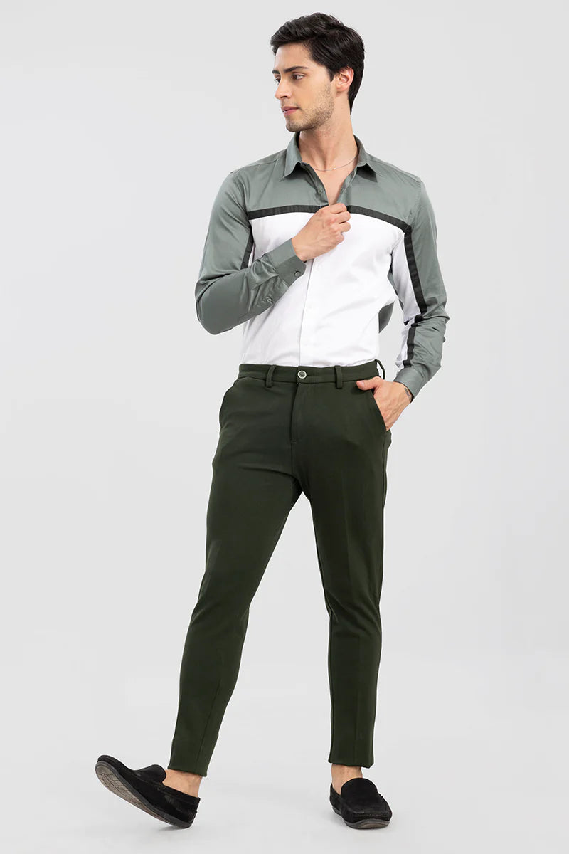 DARK GREEN 4 WAY LYCRA WAIST ADJUSTABLE TROUSER