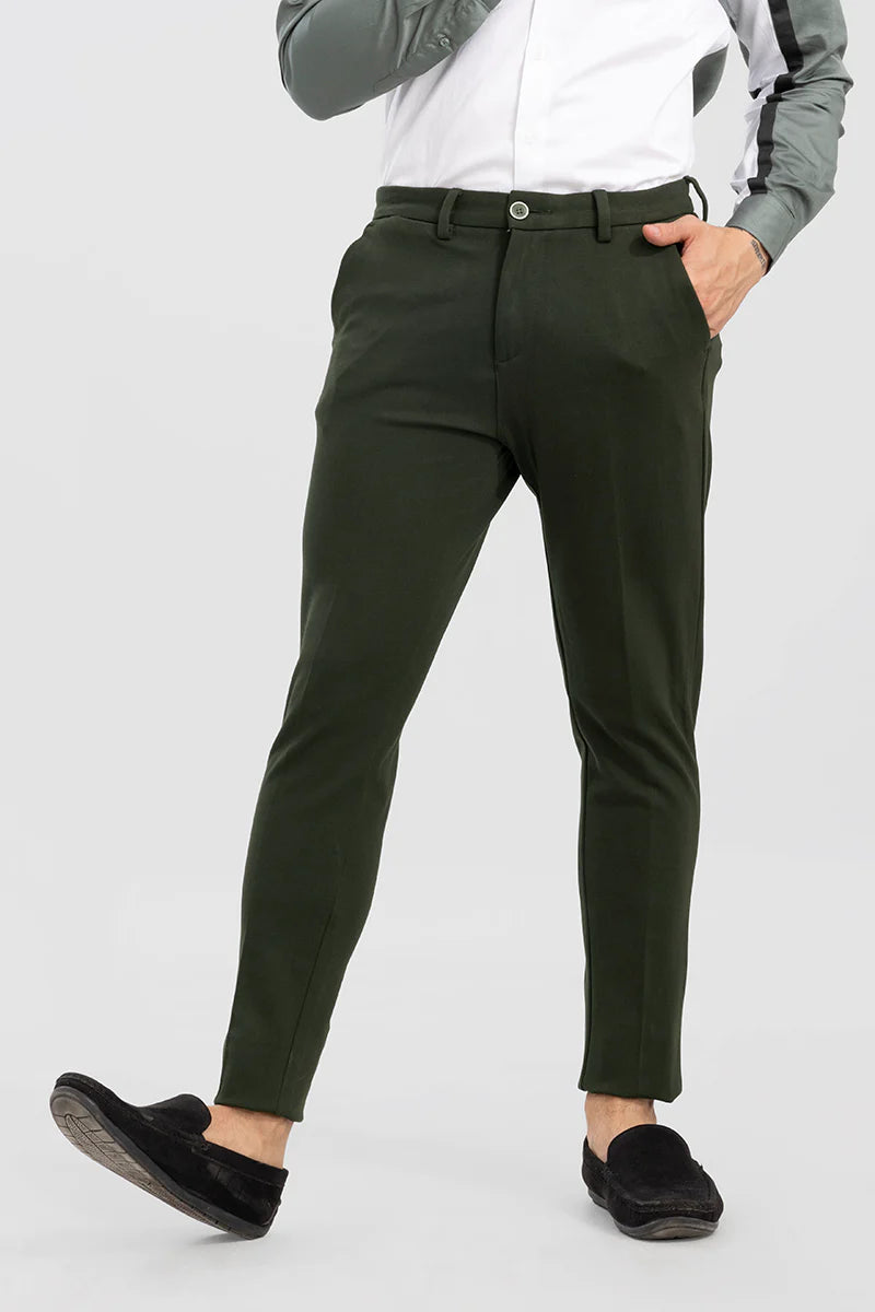 DARK GREEN 4 WAY LYCRA WAIST ADJUSTABLE TROUSER