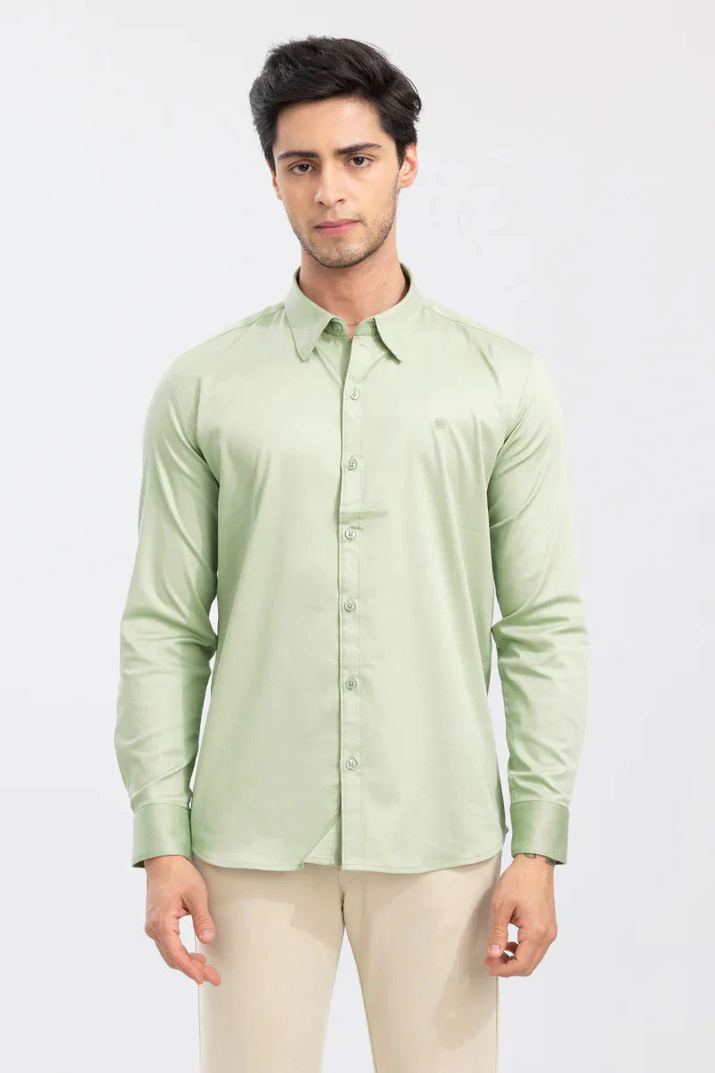 LIGHT GREEN SATIN SHIRT