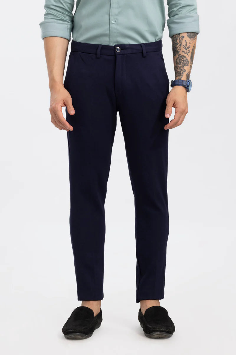 DARK BLUE 4 WAY LYCRA WAIST ADJUSTABLE TROUSER