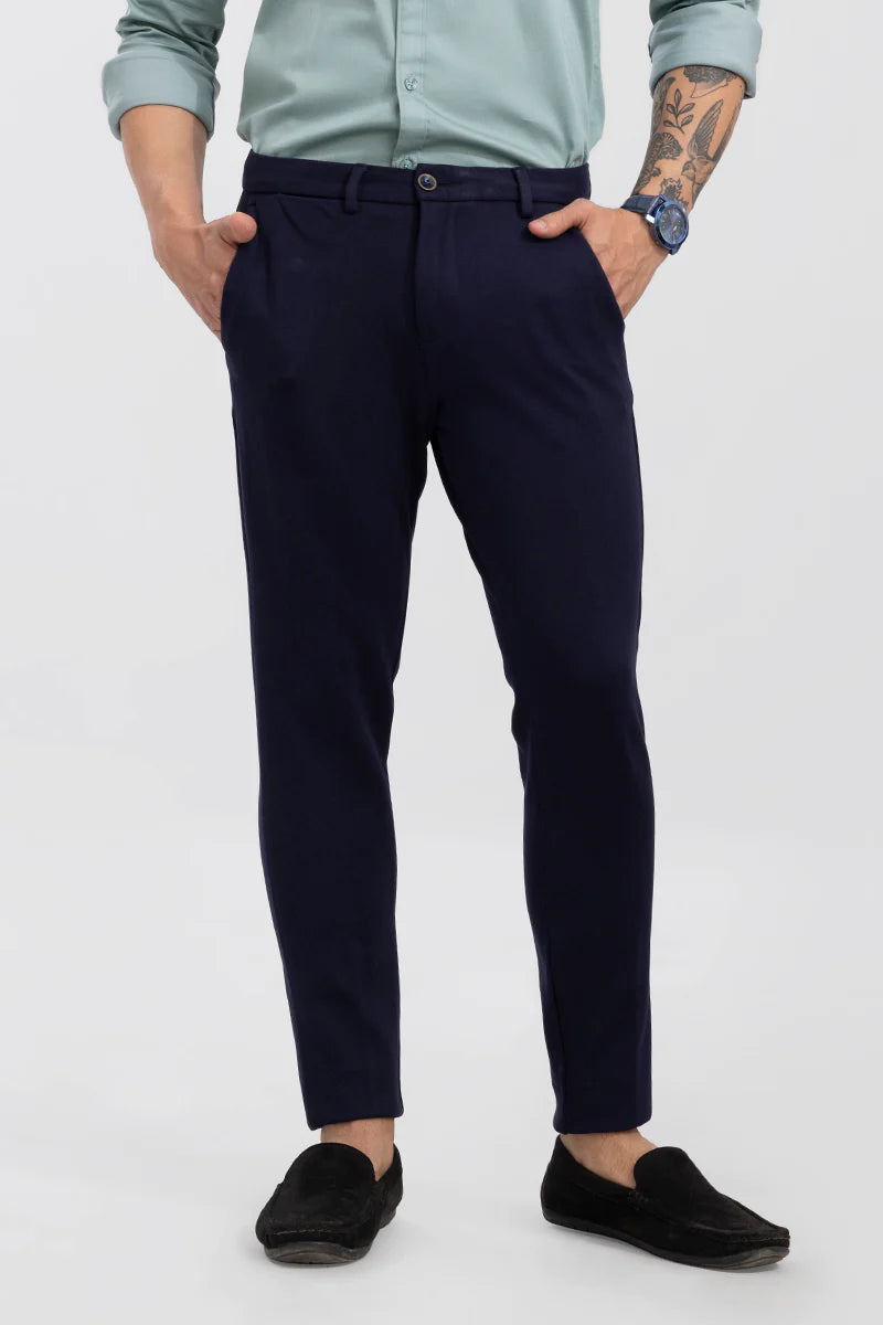 DARK BLUE 4 WAY LYCRA WAIST ADJUSTABLE TROUSER