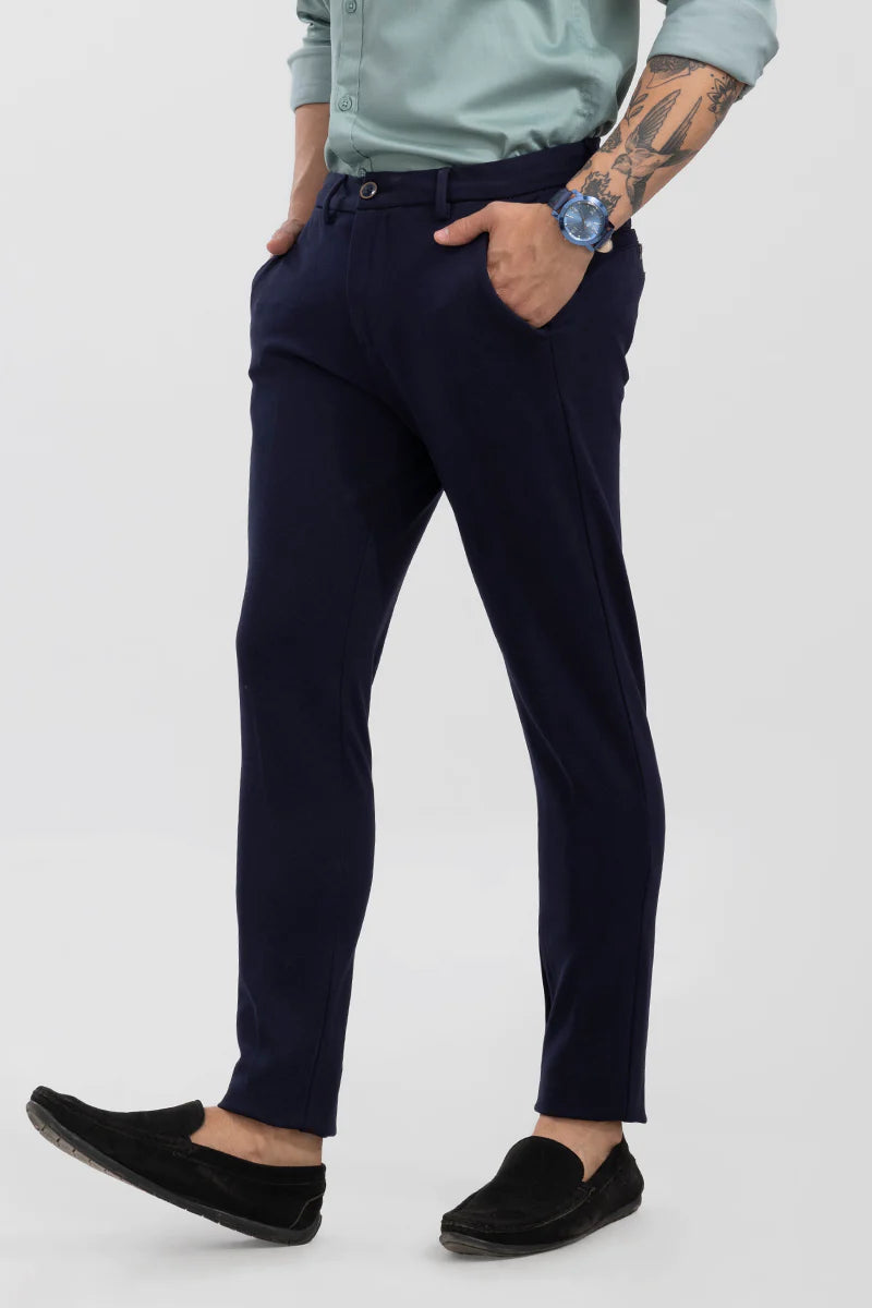 DARK BLUE 4 WAY LYCRA WAIST ADJUSTABLE TROUSER