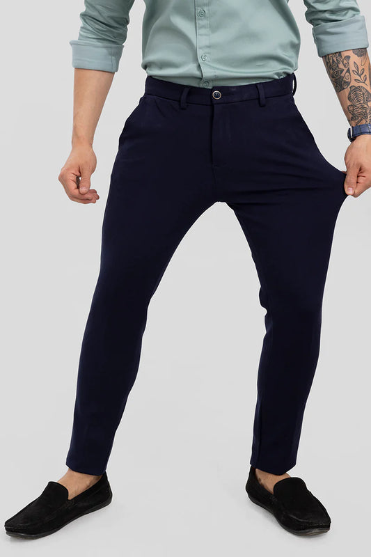 DARK BLUE 4 WAY LYCRA WAIST ADJUSTABLE TROUSER