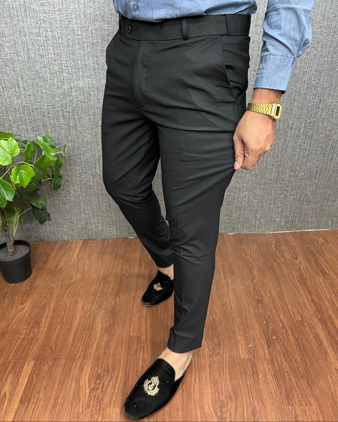 BLACK WAIST ADJUSTABLE FORMAL TROUSER