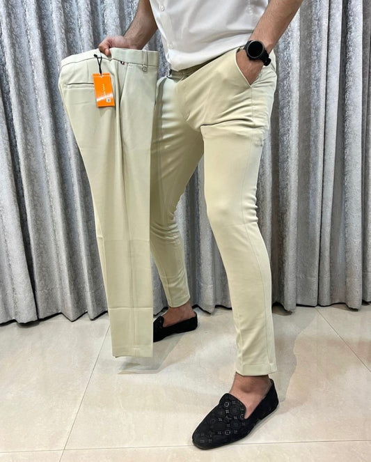 CREAM FORMAL TROUSER POLO FIT