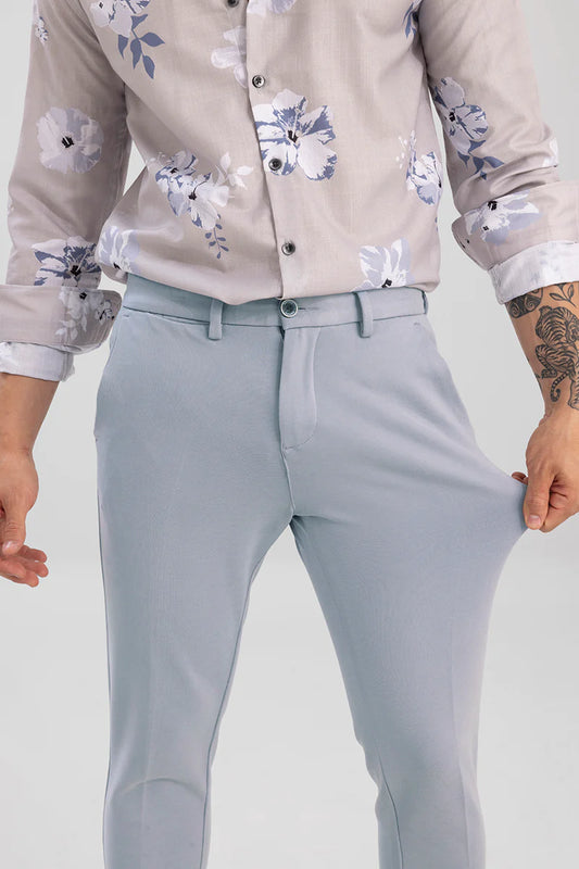 LIGHT GREY 4 WAY LYCRA WAIST ADJUSTABLE TROUSER